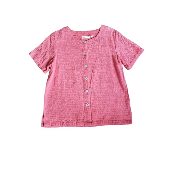 Lulu-B Tops - Lulu-B SS Button Up Cotton Blouse Orange Sz M